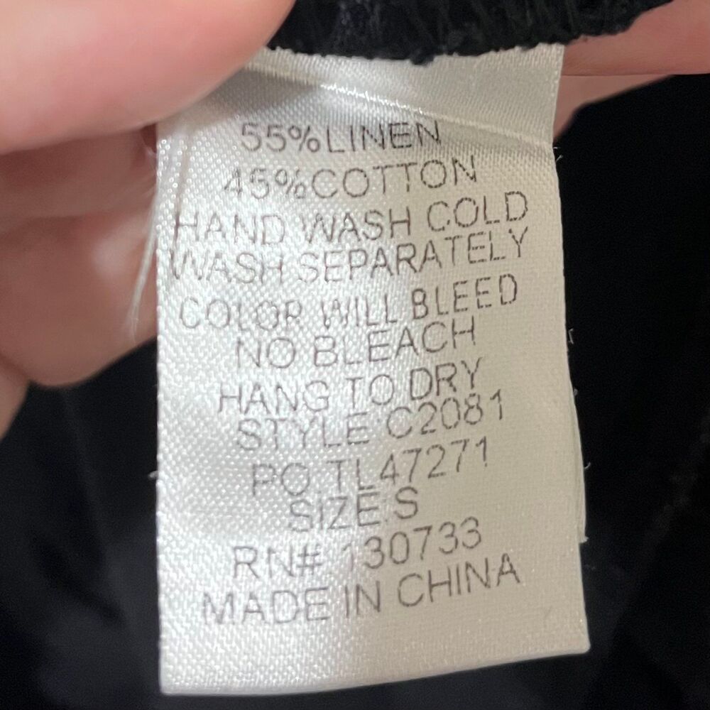 Umgee Black Tiered Mini Dress Raw Hem Linen Blend size Small - Picture 6 of 6